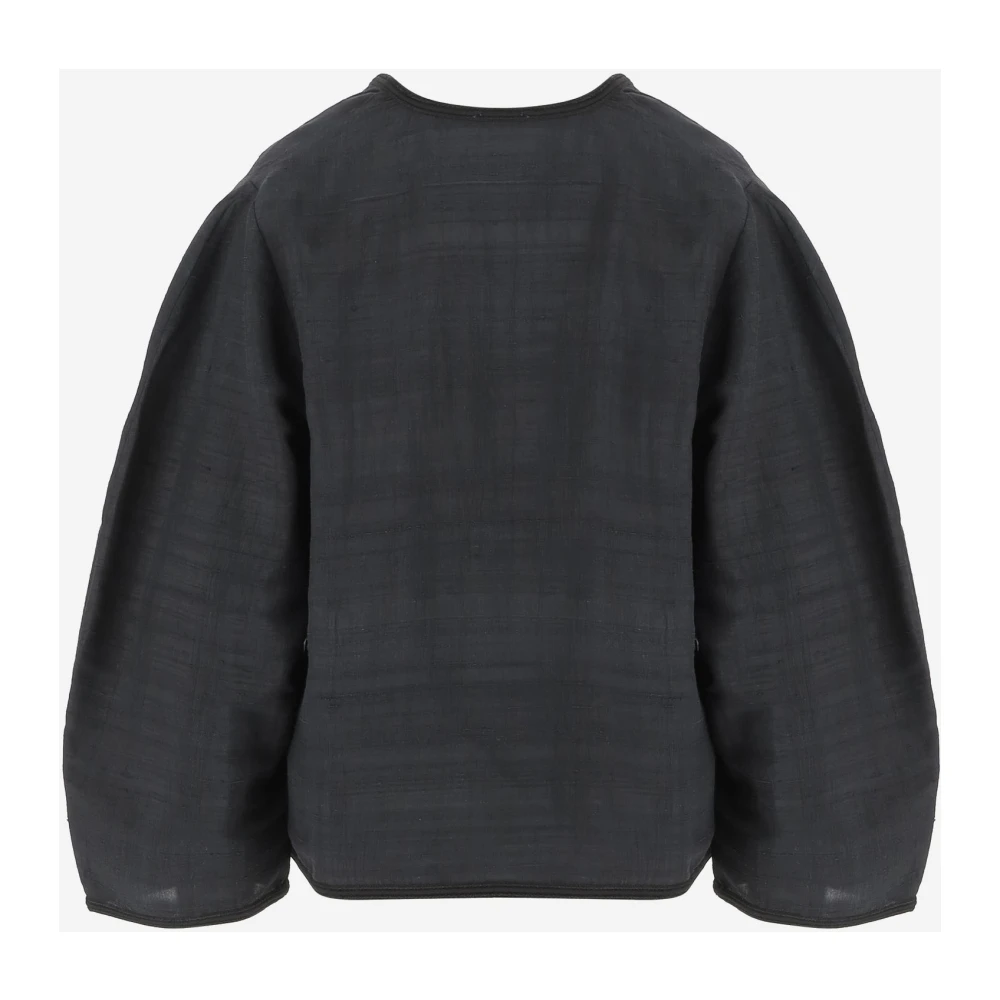 By Malene Birger Zijden V-hals Wijde Mouw Top By Herenne Birger Black Dames