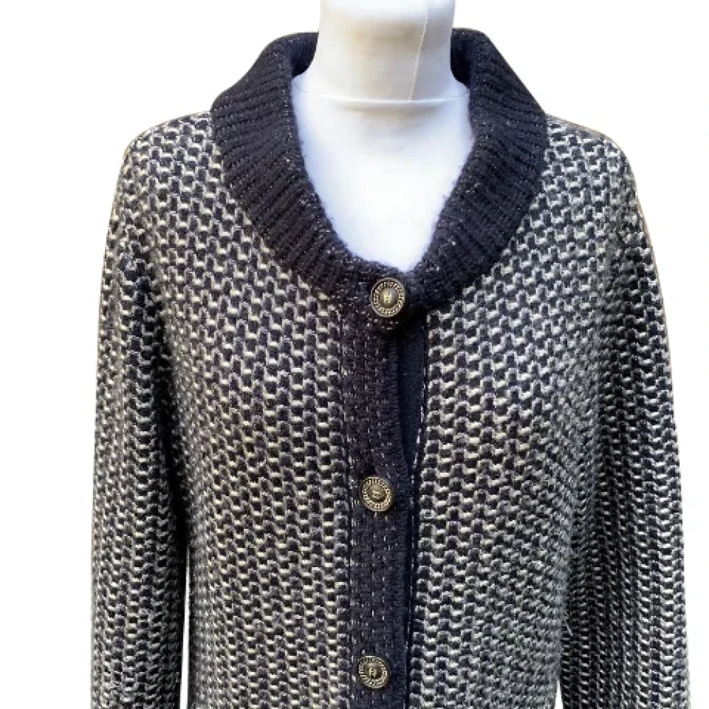 Chanel Vintage Pre-owned Cashmere outerwear Blue Dames