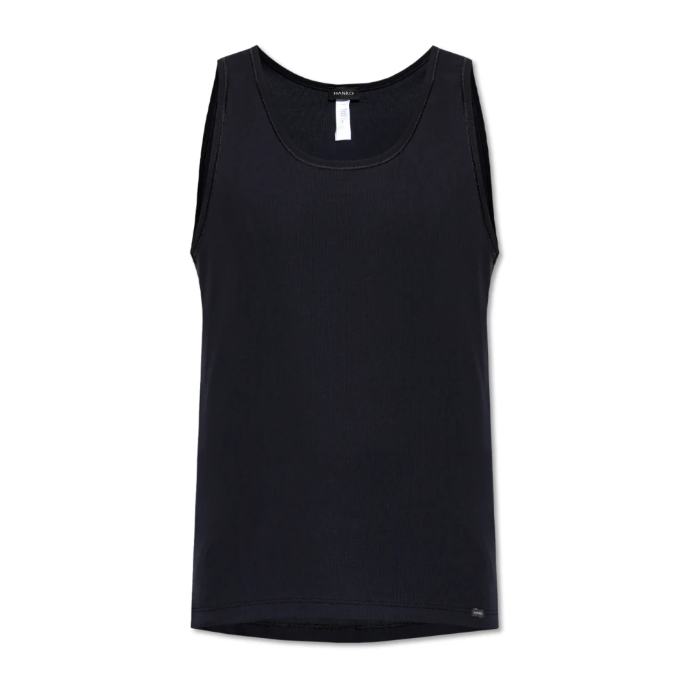 Hanro Geribbelde top Black Heren