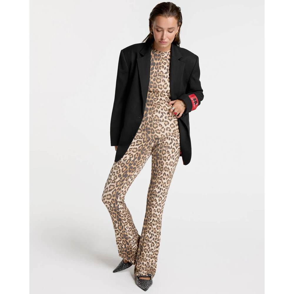Alix The Label Gebreide Rib Flared Pants Brown Dames