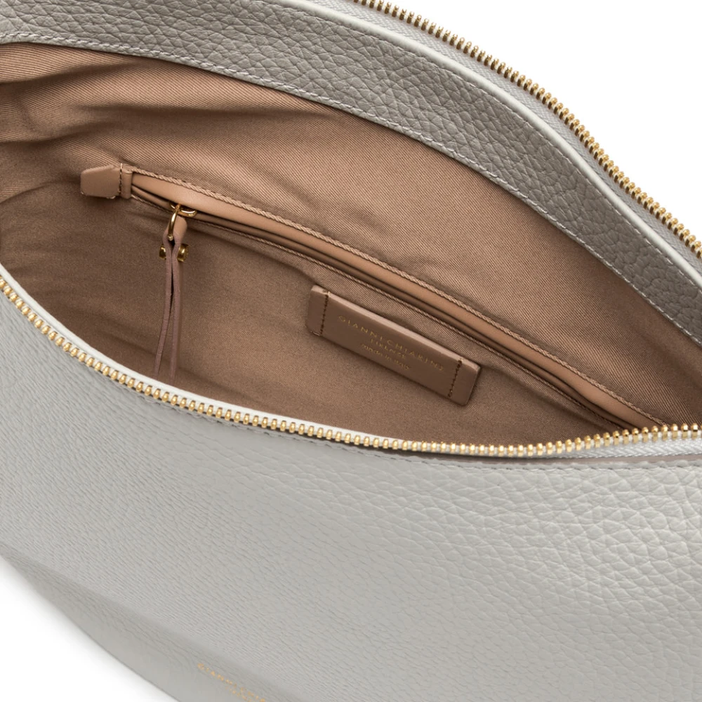 Gianni Chiarini Halfronde leren handtas met rits Gray Dames
