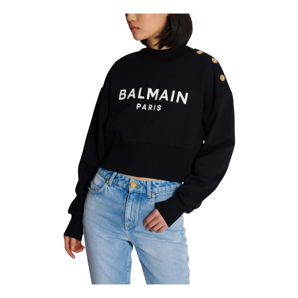 Balmain Sweatshirt met Bamain Paris print Black Dames