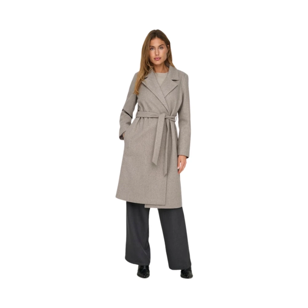Only Life Wrap Coat Brown Dames