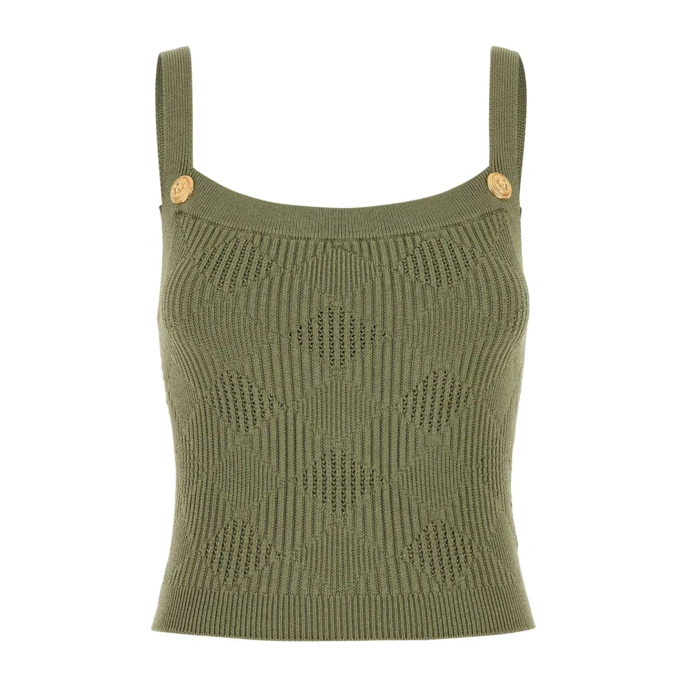 Balmain Vichy Tank Top in Salie Groen Green Dames
