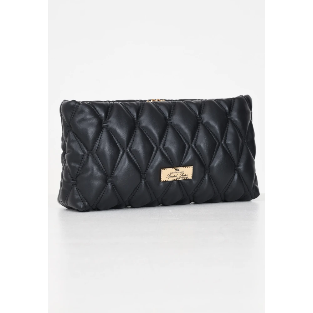 Elisabetta Franchi Geëmbosseerde Zwarte Clutch Handtas Herfst Winter Black Dames