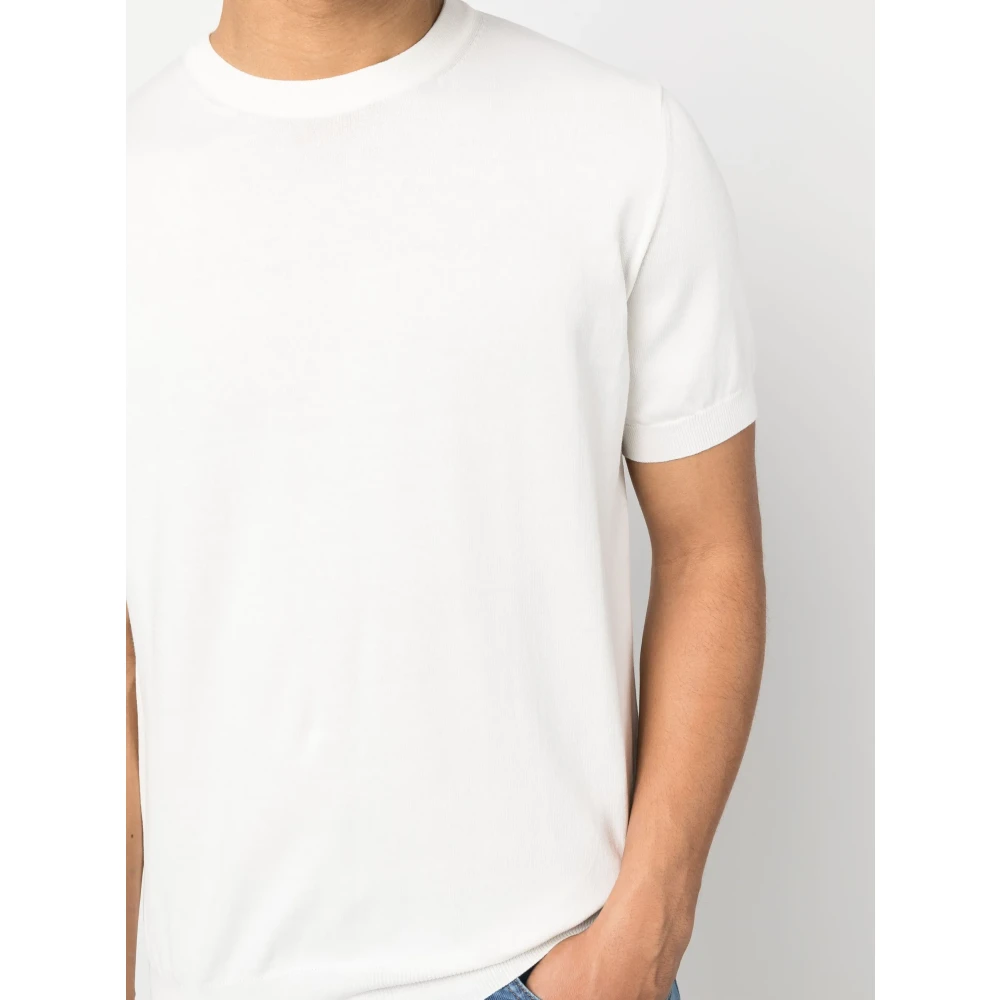 Canali Katoenen Gebreid T-shirt Gemaakt in Italië White Heren