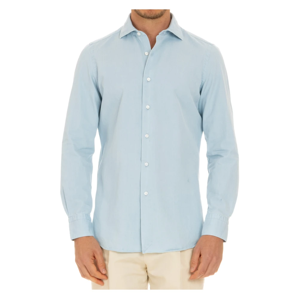 Finamore Denim Overhemd Sartorial Comfort Blue Heren