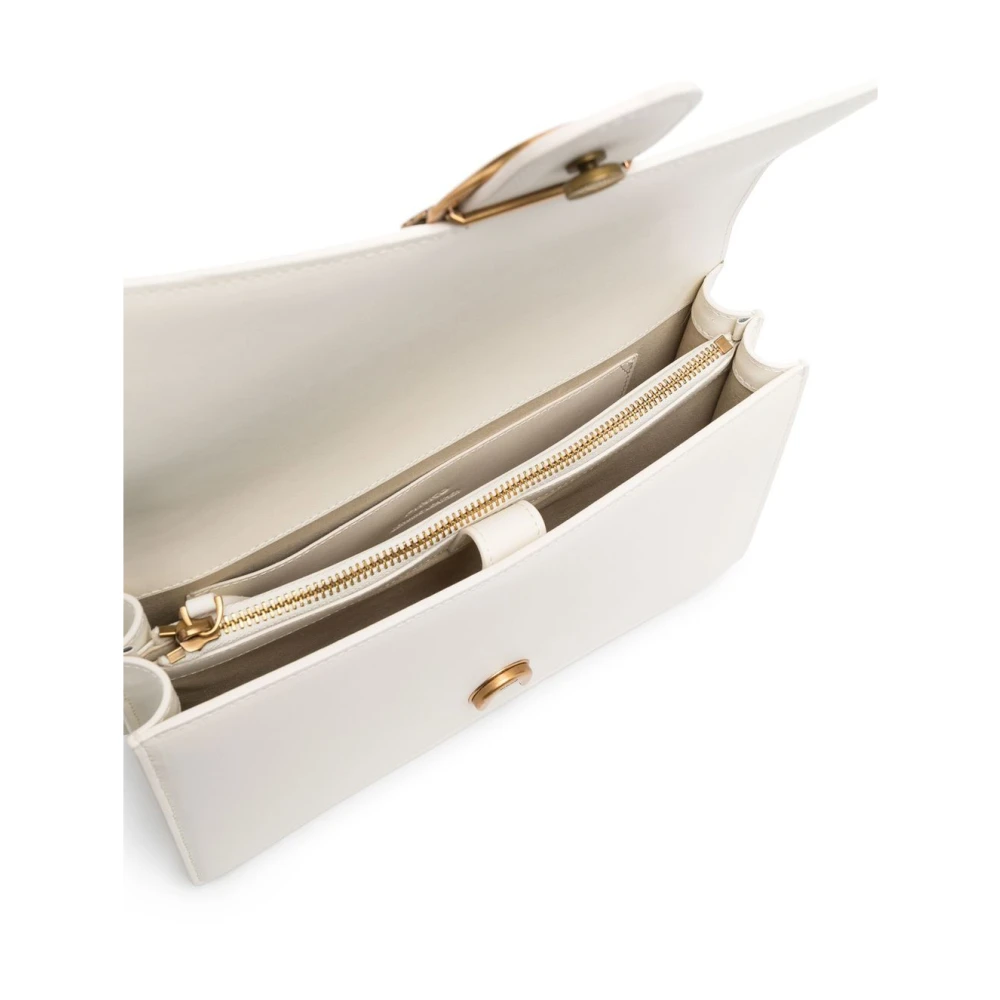 pinko Goudkleurige logoplaquette schoudertas Beige Dames