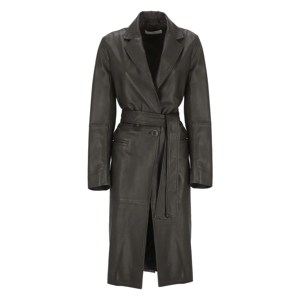 Antonelli Firenze Bruine leren jas met reverskraag Brown Dames