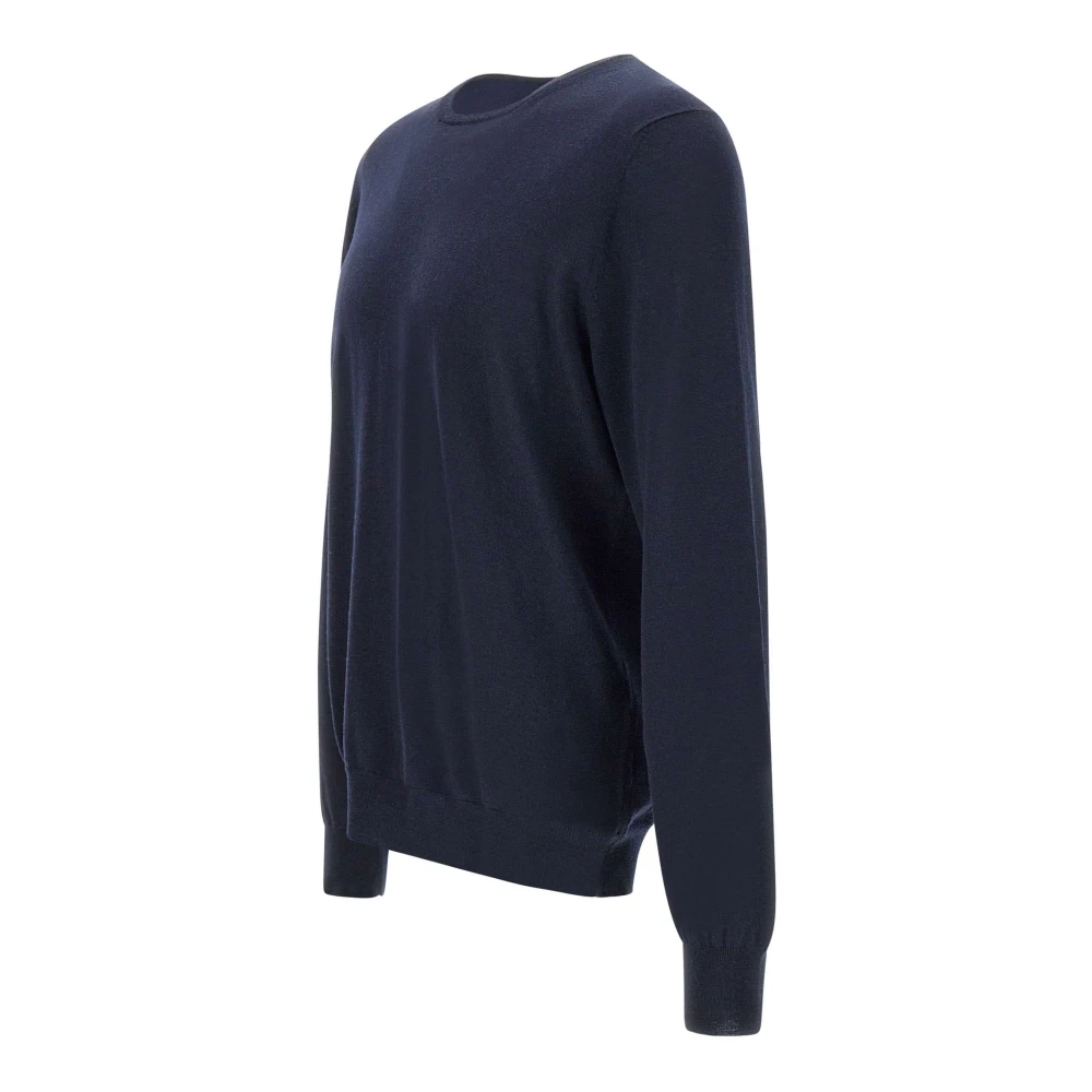 Lardini Navy Blue Wol Crew Neck Sweater Blue Heren