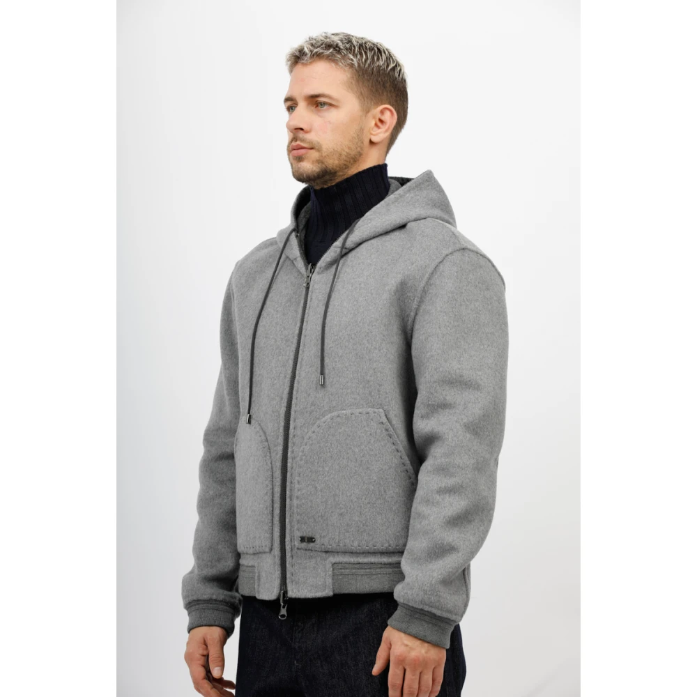 The Jack Leathers Omkeerbare Wol Dubbele Jas Gray Heren