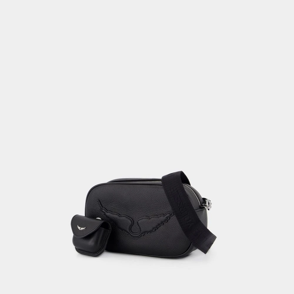 Zadig & Voltaire Zwarte leren crossbody tas met klep Black Dames