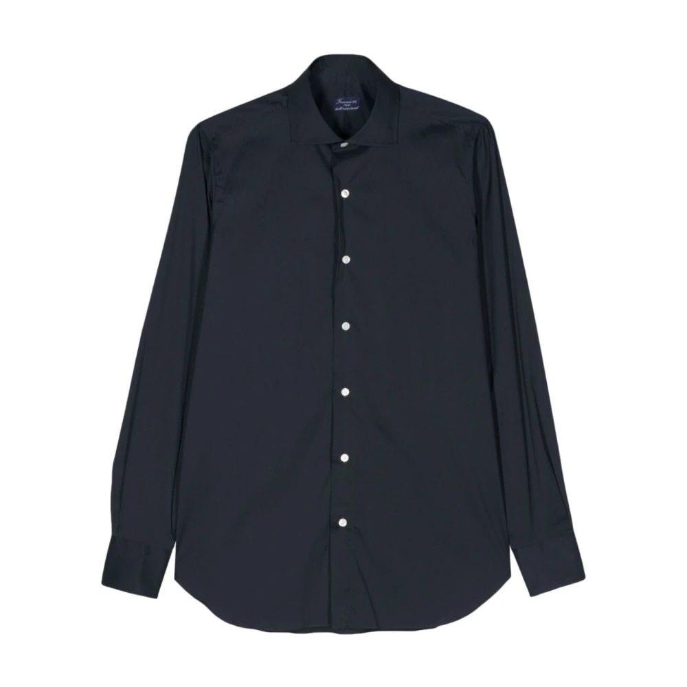 Finamore Blauw Klassieke Kraag Overhemd Blue Heren