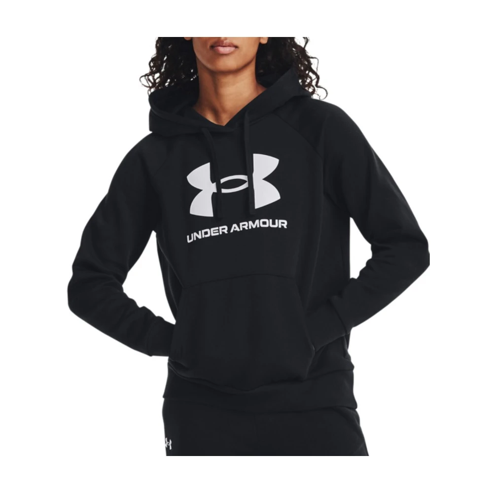 Under Armour Logo Hoodie Performance Athletic Pullover Sweatshirt Black Dames