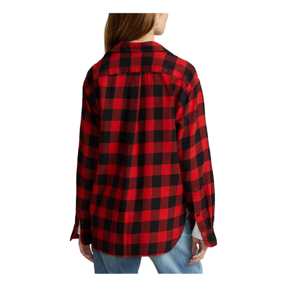 Polo Ralph Lauren Relaxed Fit Geruite Shirt Rood Multi Red Dames