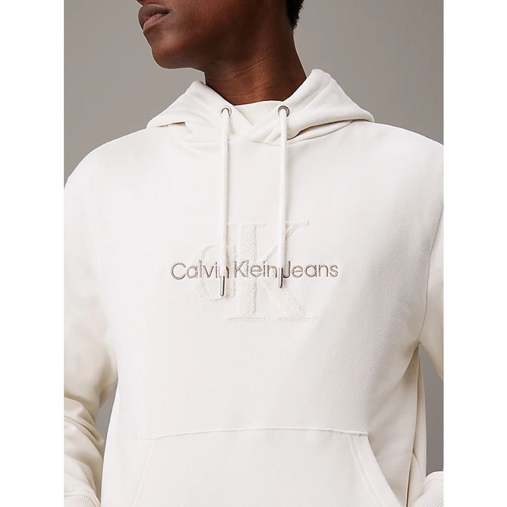 Calvin Klein Jeans Hoodie met Monogram White Heren