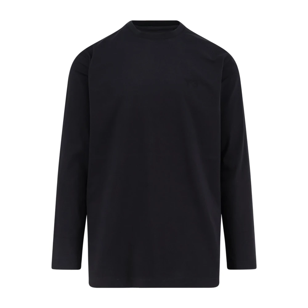 Y-3 Men's Black Long Sleeve T-Shirts, M, Logo Long Sleeve Tee