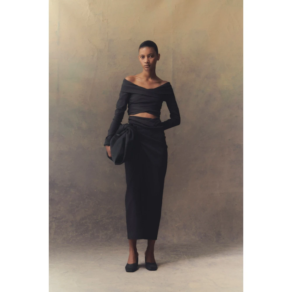 Cortana Mira crop top in hennep en viscose grafiet Black Dames