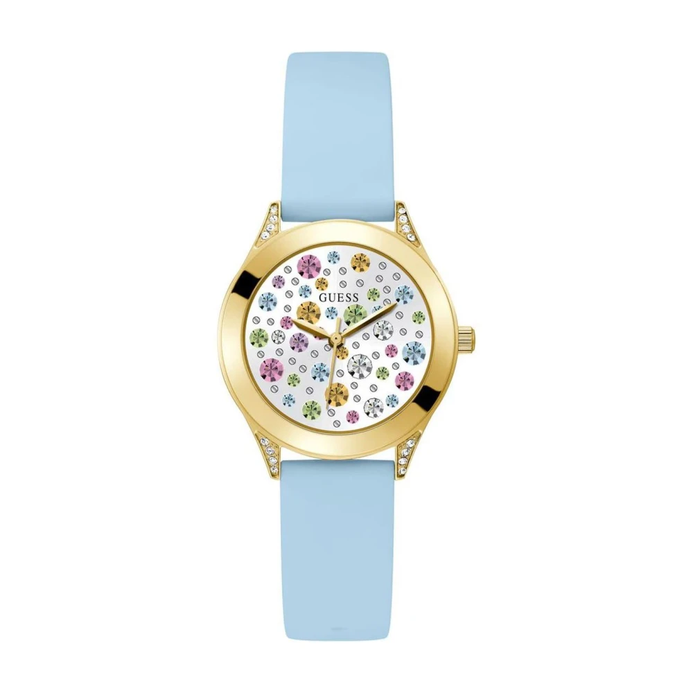 Guess Women's Blue Silicone Quartz Watch With Stainless Steel Case
