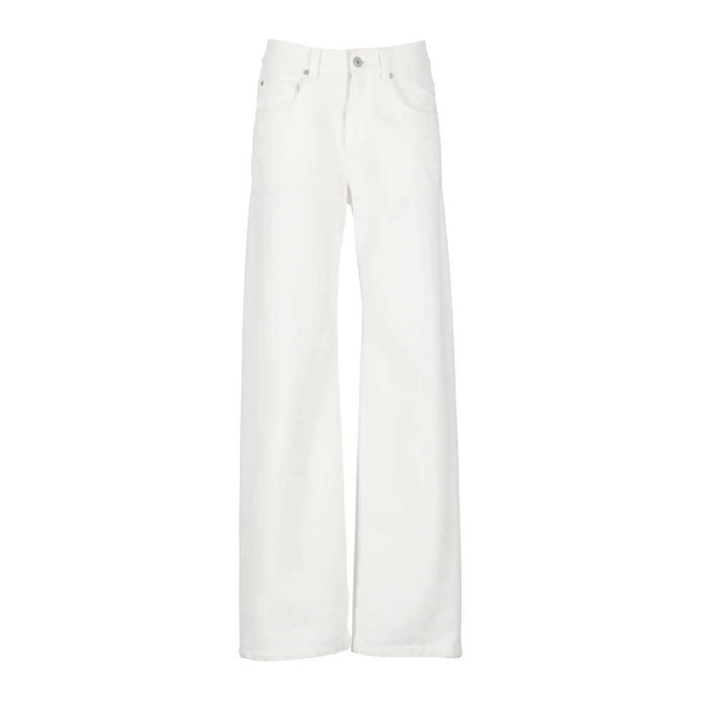 BRUNELLO CUCINELLI Crèmekleurige katoenen jeans voor vrouwen White Dames