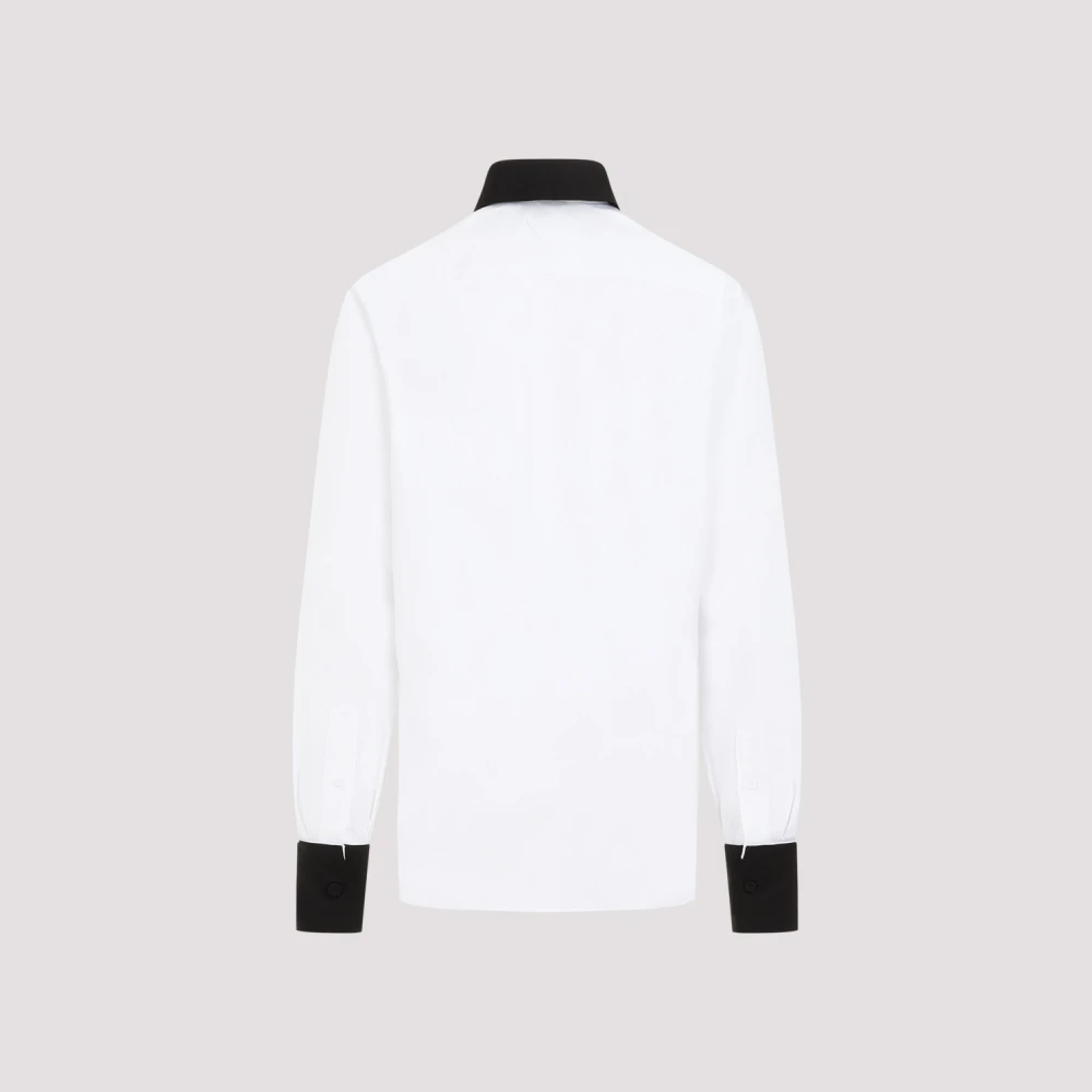 Prada Witte Katoenen Overhemd met Zwarte Accenten White Heren