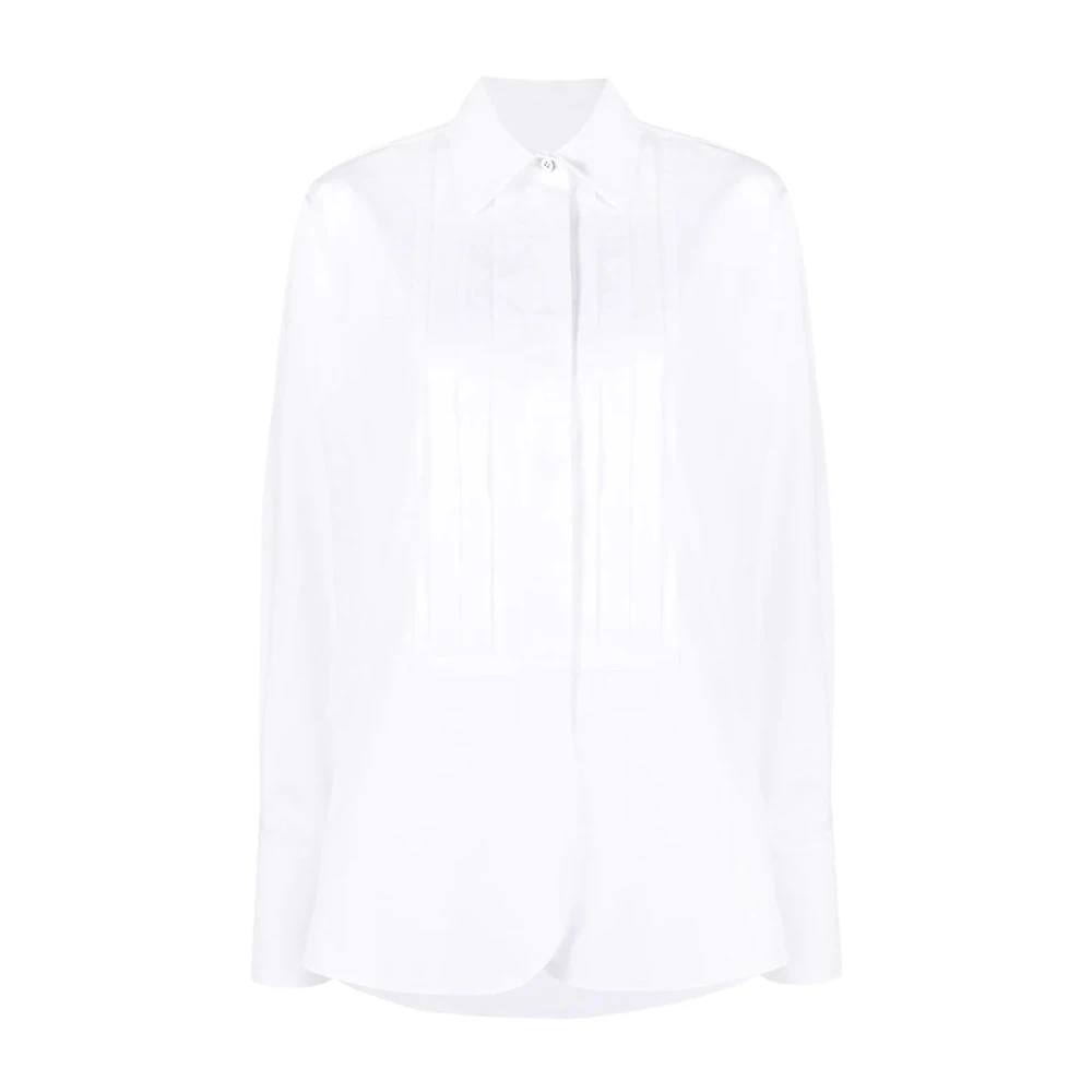 Jil Sander Women's White Pleated Bib Shirt - Shirts - Xs - Blouses & Shirts