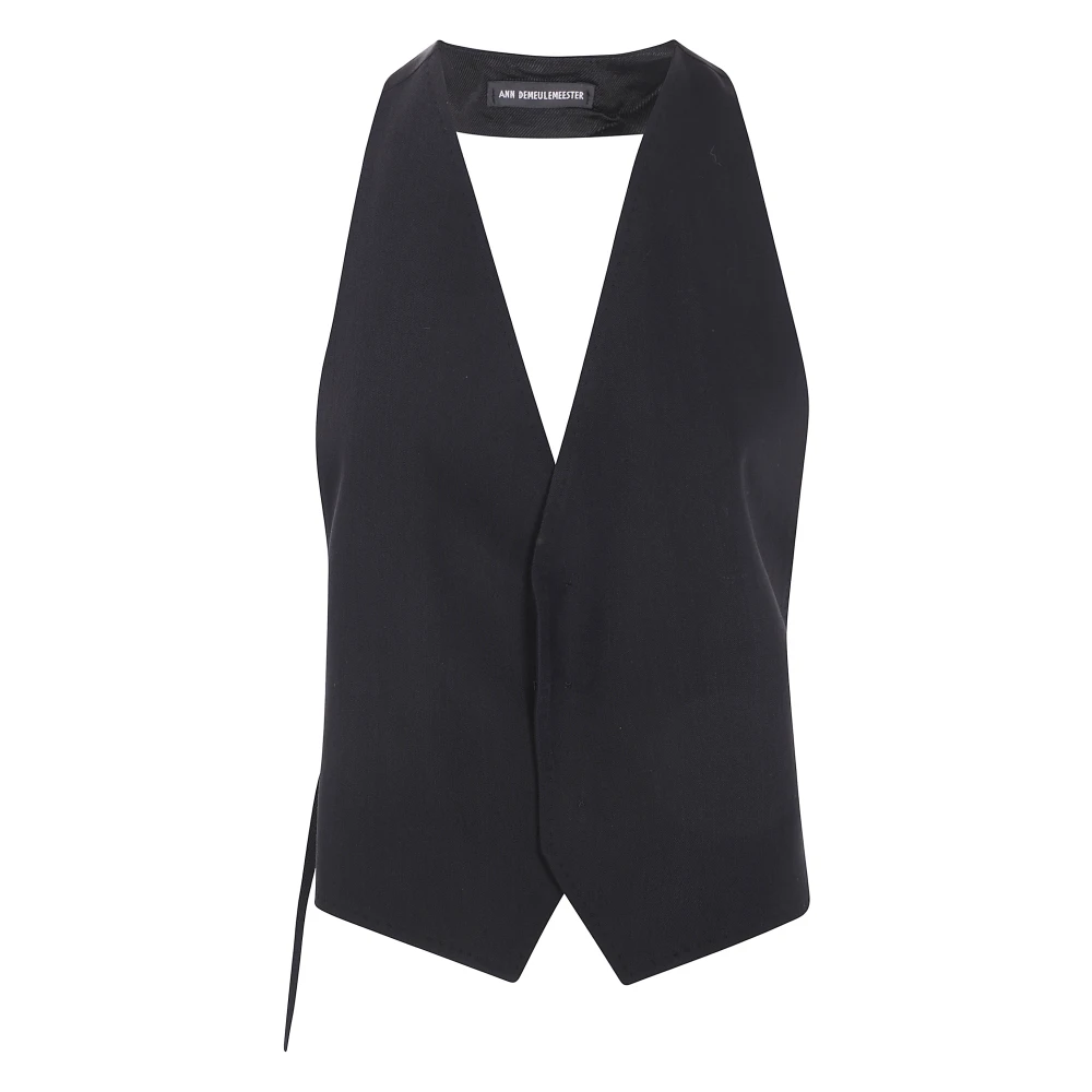 Ann Demeulemeester Micro Waistcoat van Viscose Wol Black Dames