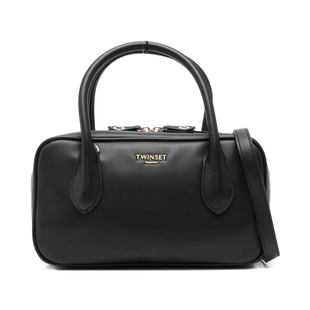 Twinset , Handbags, Female, Black, One Size, Medium Bowler Bag With Logo