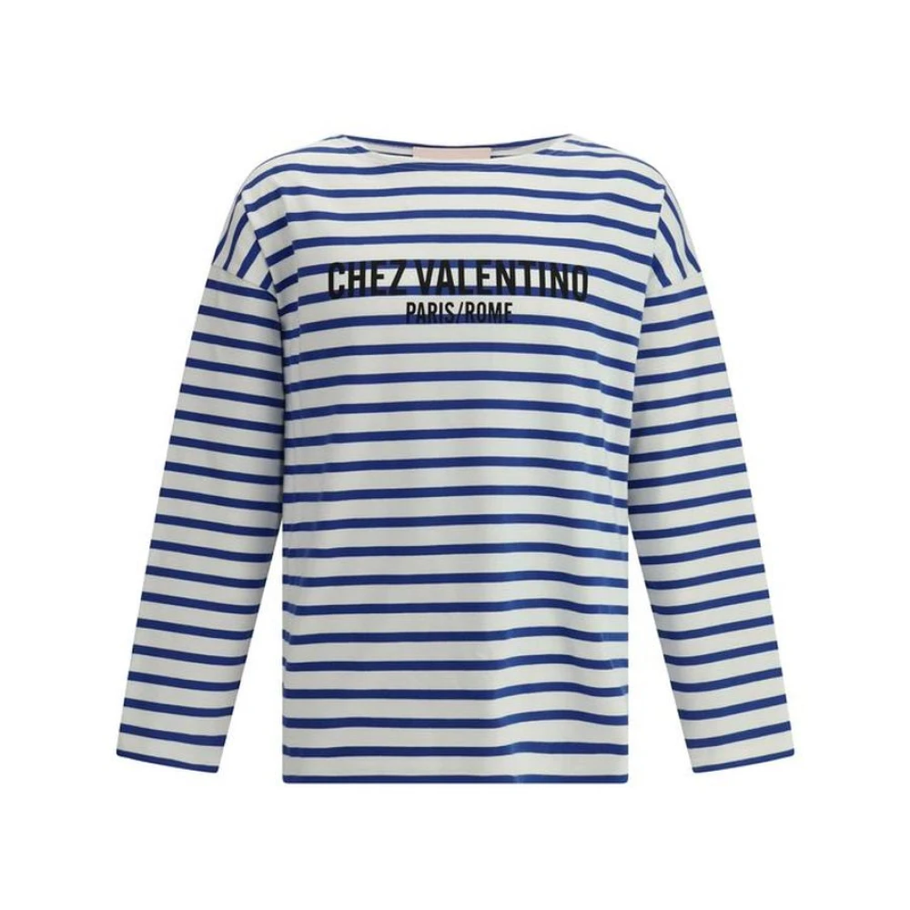 Valentino Gestreept T-shirt met bootnek en iconisch logo Multicolor Heren
