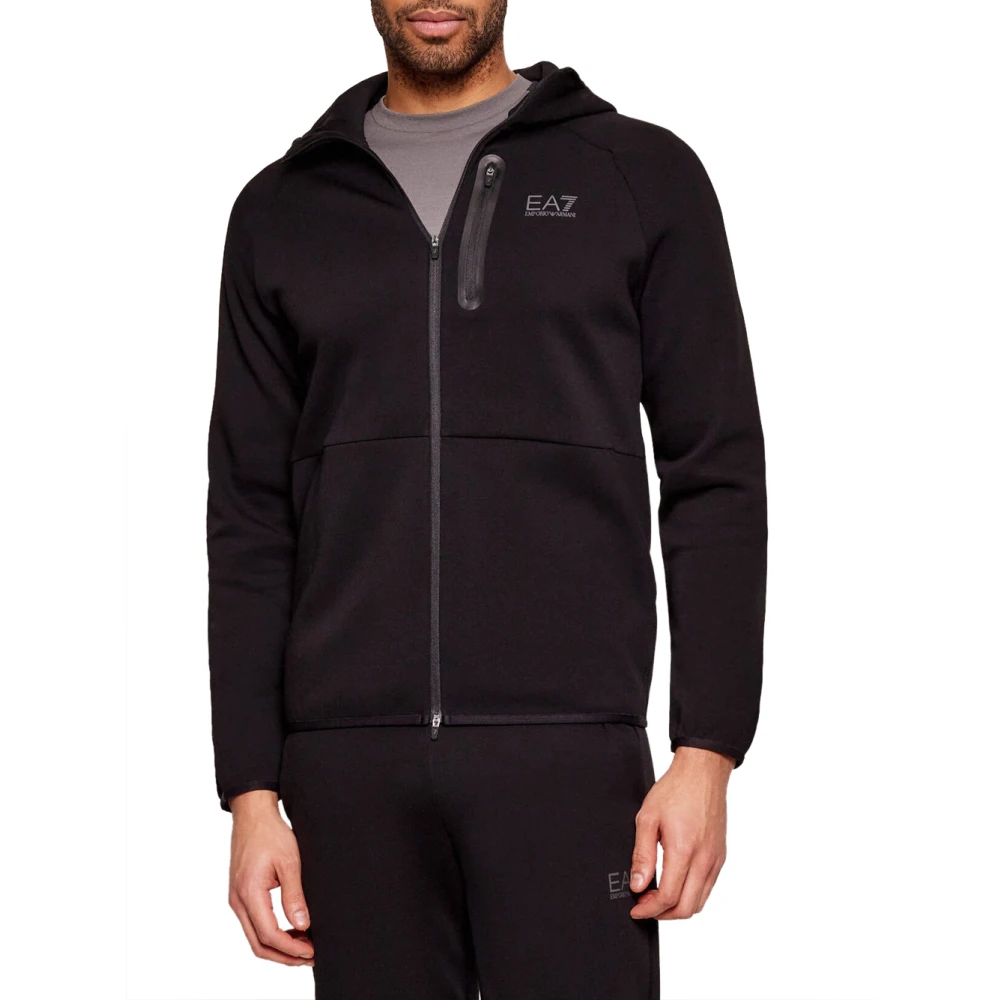 Emporio Armani Ea7 Homme Noir Sweatshirts Et Sweats À Capuche, Taille: 2XL Sweat-Shirt Zippé