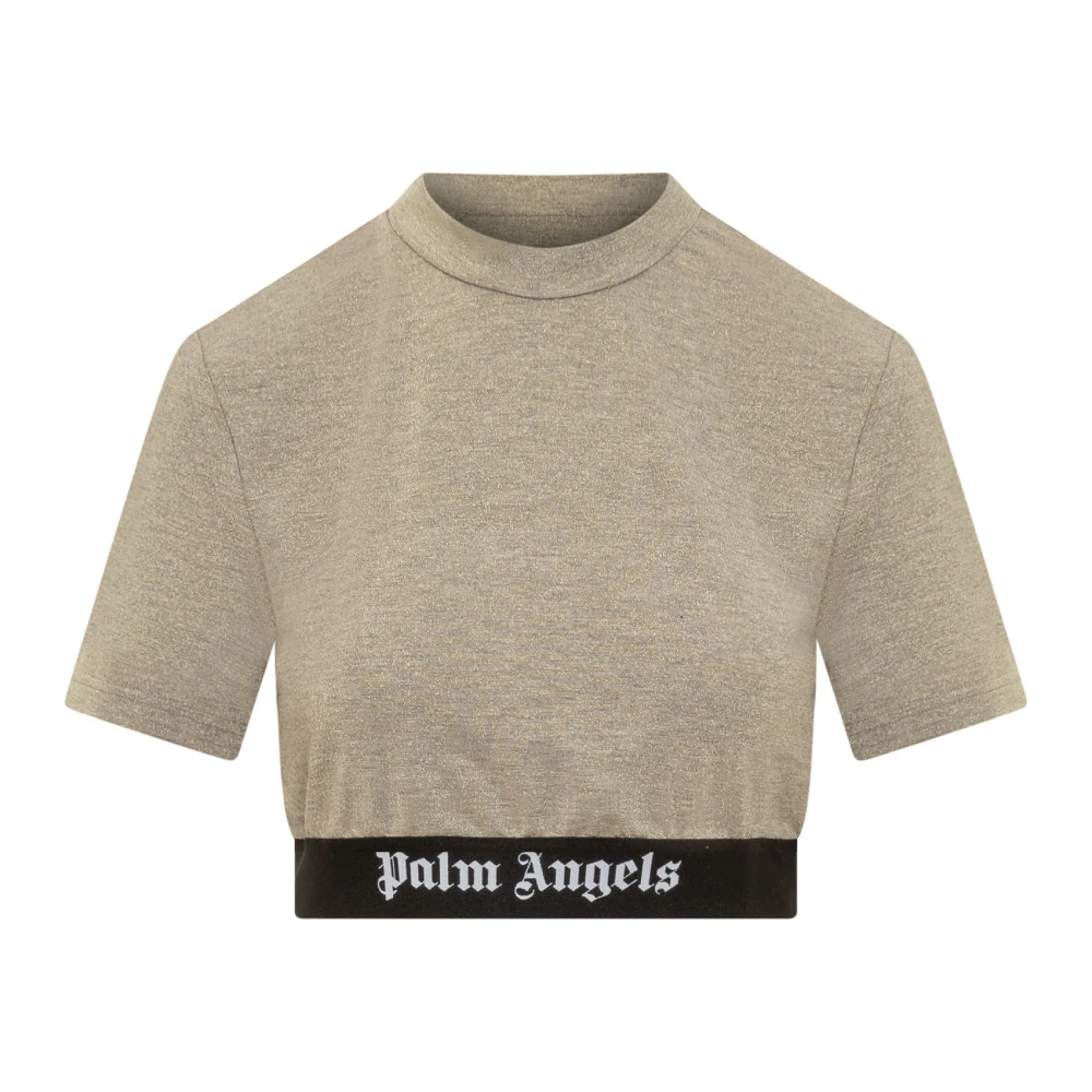 Palm Angels Crop T-shirt met Logo Tailleband Black Dames