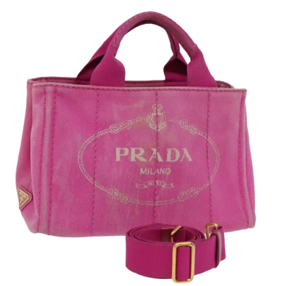 Prada Vintage Pre-owned Canvas handbags Pink Dames