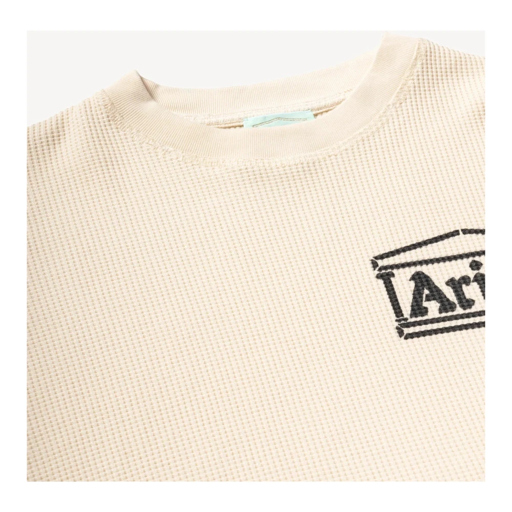 Aries Lange Mouw Wafel T-shirt Beige Heren