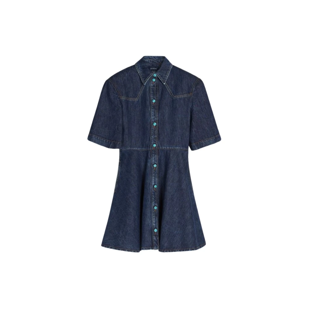 SPORTMAX Korte Denim Blouse in Donkere Wassing Blue Dames