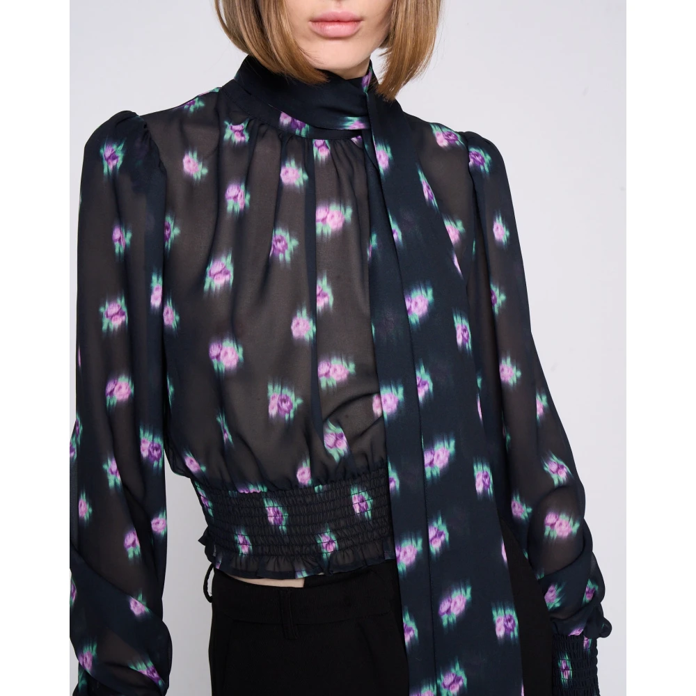 Silvian Heach Fantasie Blouse met Pofmouwen Blue Dames