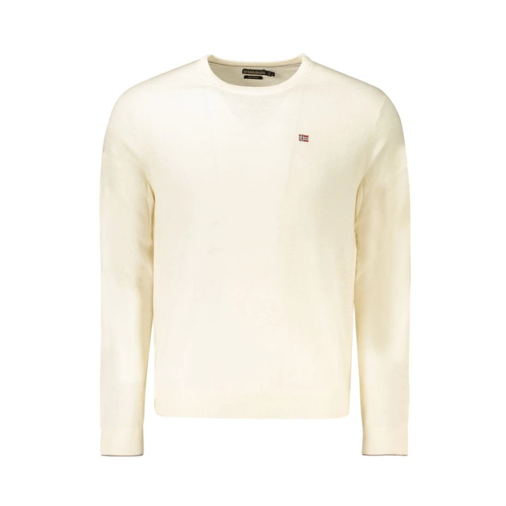 Napapijri Men's White Wool Jumper - Round-Neck Knitwear - Xl - Knitwear