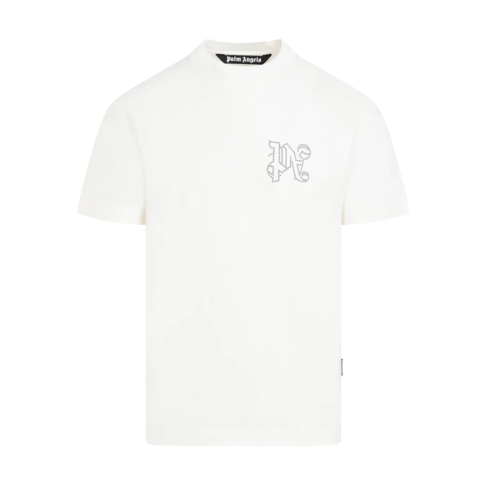Palm Angels Monogram Studded Classic T-Shirt White Heren