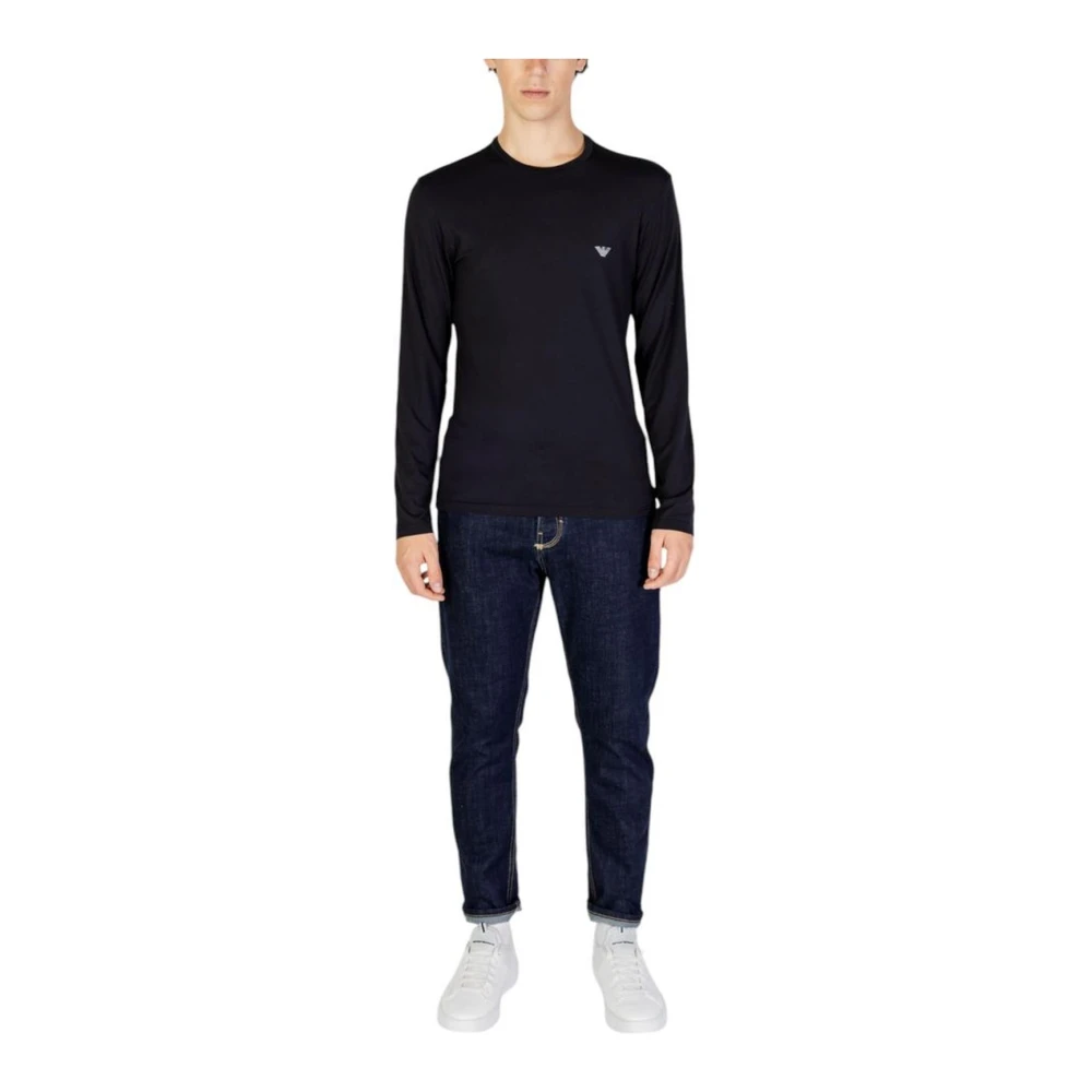Emporio Armani Zwarte Modal Blend Shirt met Elastaan Black Heren