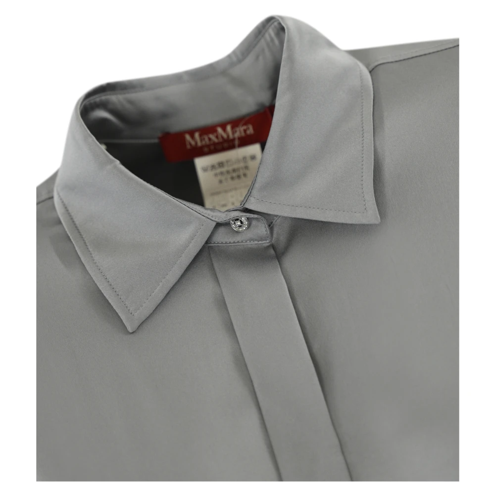 Max Mara Studio Zijden Klassieke Blouse Lange Mouw Gray Dames