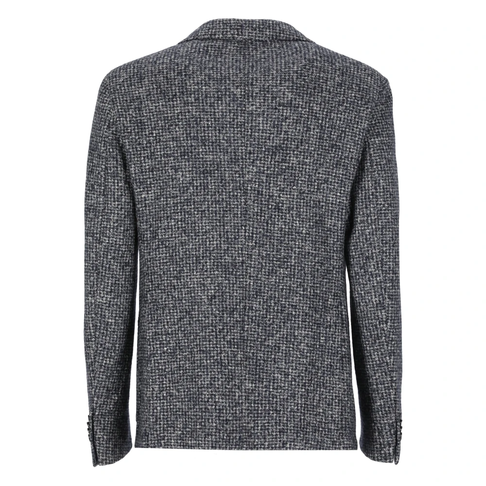 Lubiam Blauw Wol Zijden Jas Peak Revers Blue Heren