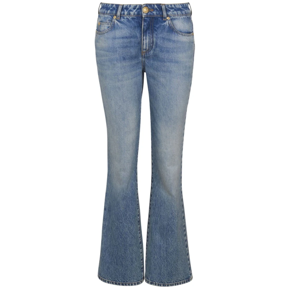 Balmain Blauwe Denim Flared Jeans Blue Dames