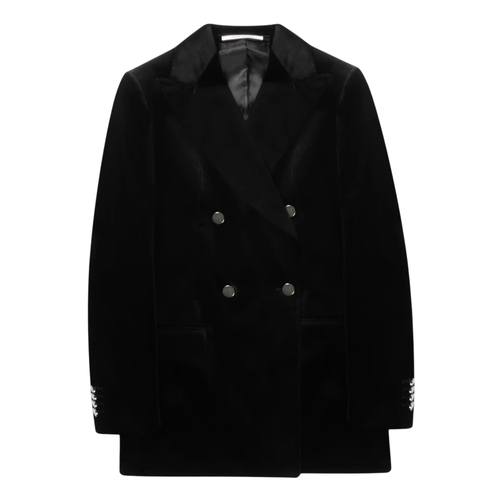 Tagliatore Lang Double-Breasted Fluwelen Blazer Black Heren