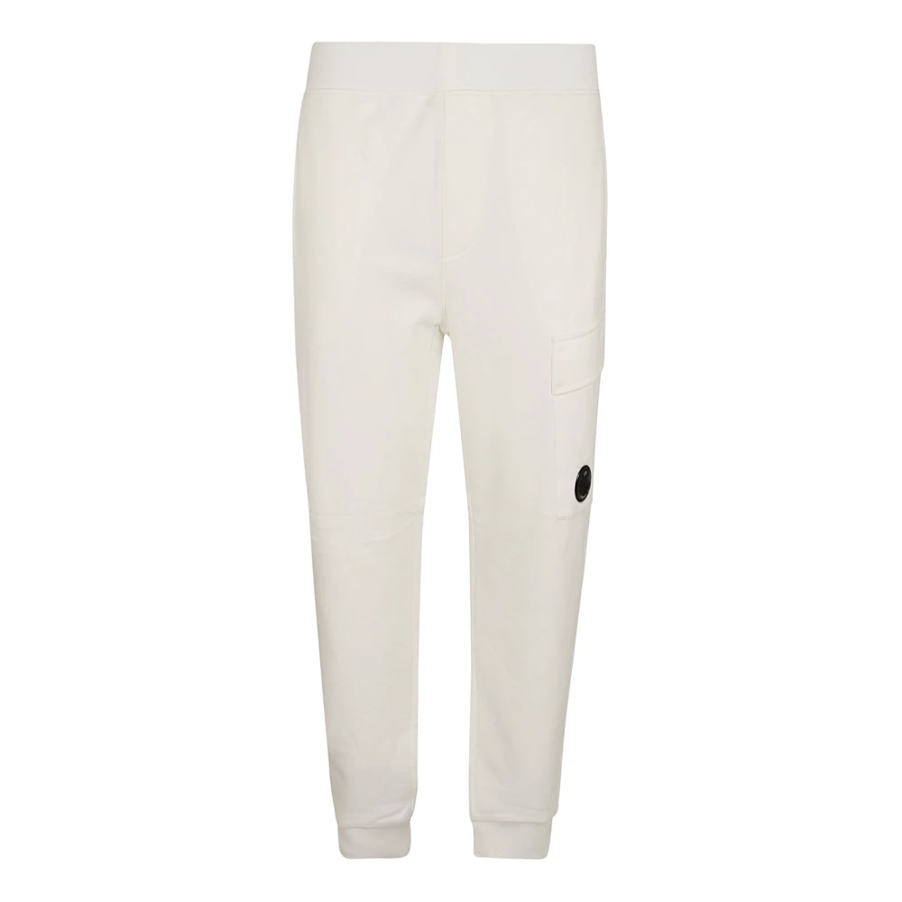 C.P. Company Witte Fleece Katoenen Sportbroek Aw24 White Heren