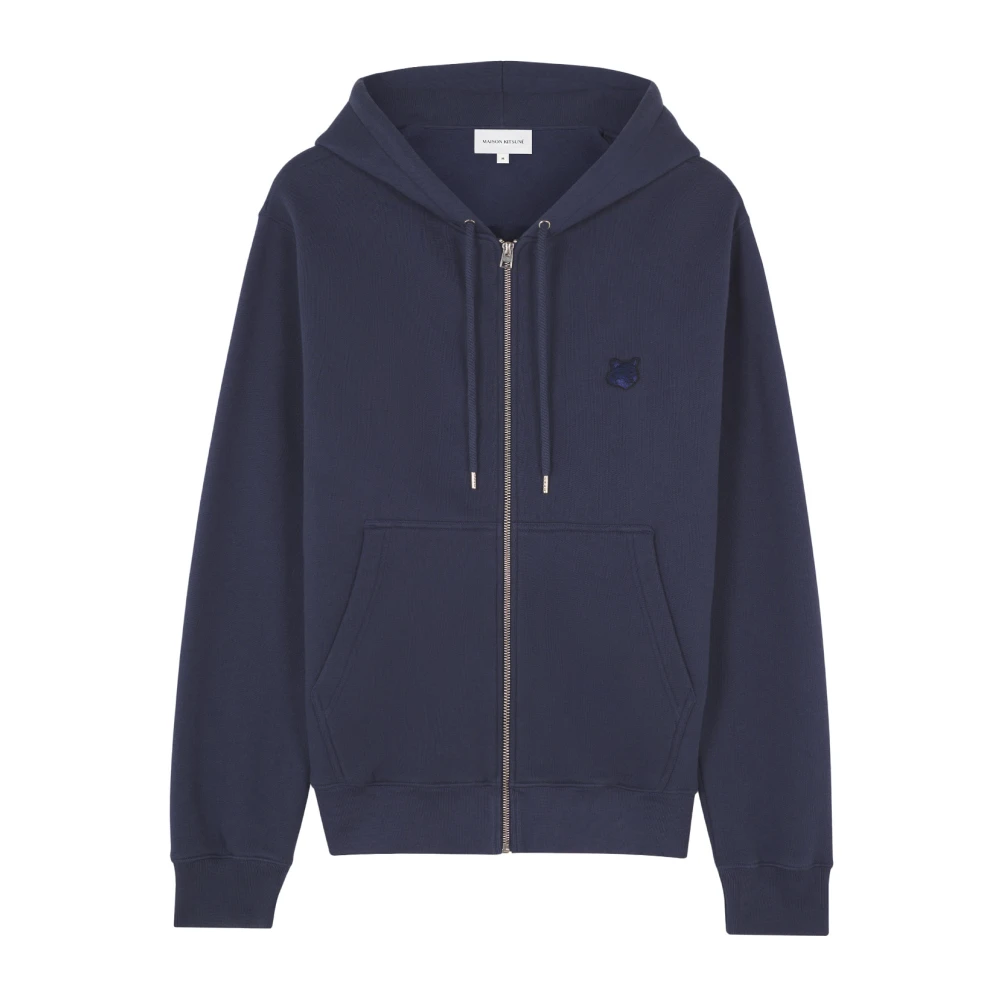 Maison Kitsuné Geborduurde Foxy Logo Katoenen Sweatshirt Blue Heren