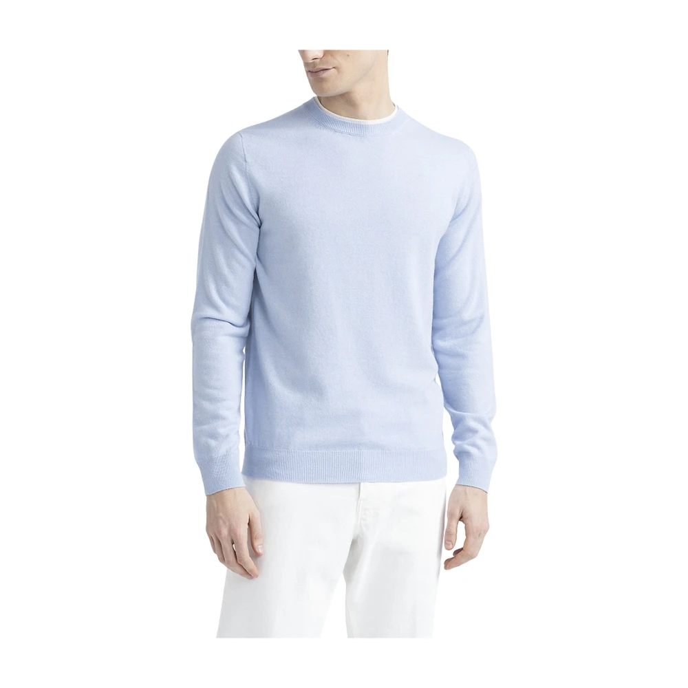 PESERICO Wol zijde en kasjmier garen trui Blue Heren