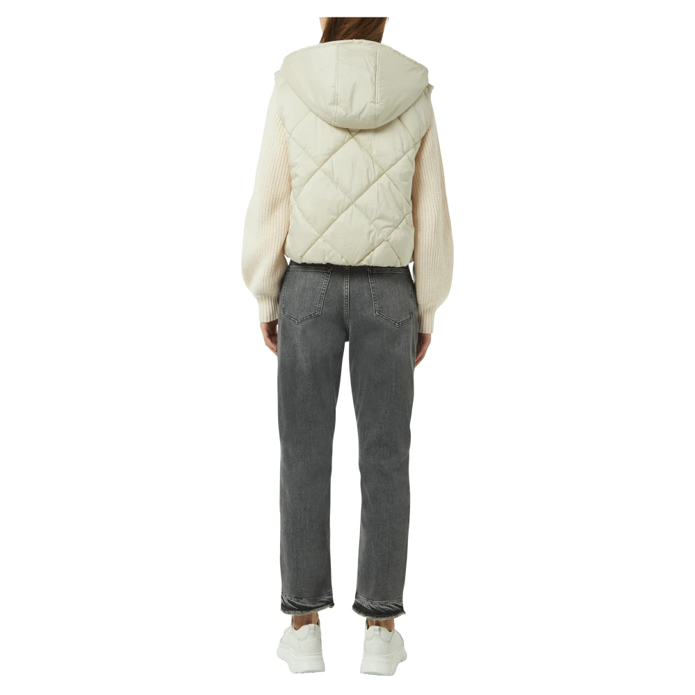 comma Lichtgewicht gewatteerd vest met capuchon Beige Dames