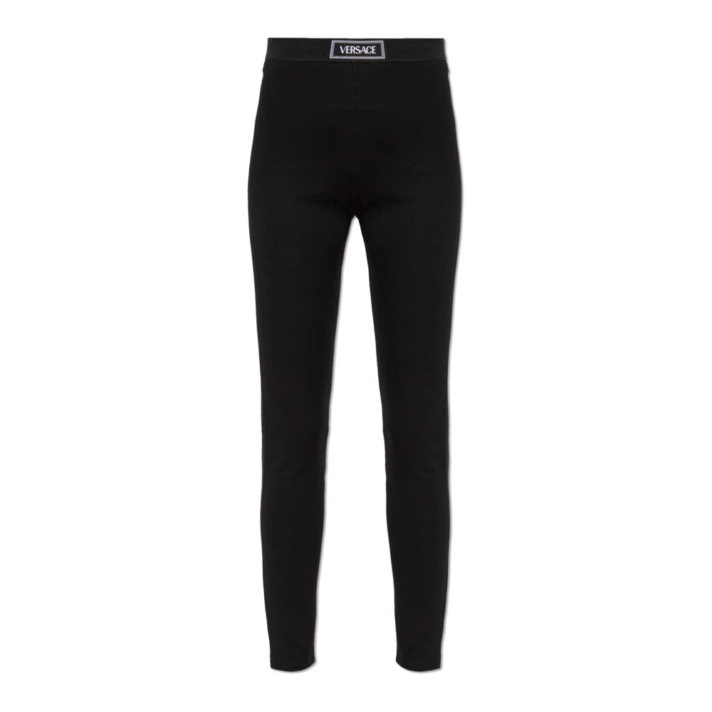Versace Leggings met logopatch Black Dames