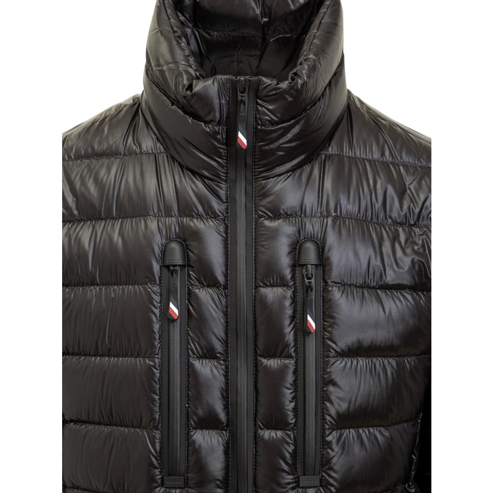 Moncler Zwarte Gewatteerde Jas met AquaGuard Rits Black Heren