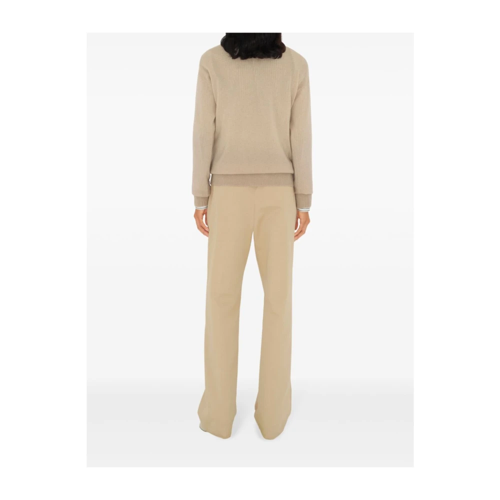 Burberry Beige Cashmere V-Hals Trui Brown Dames