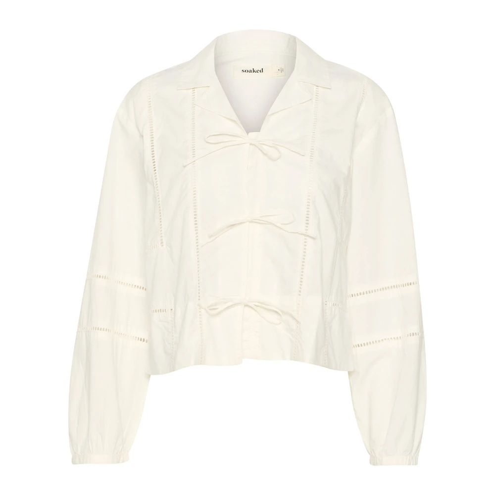 Soaked in Luxury Vrouwelijke Overhemdblouse met Strikdetail White Dames